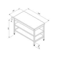 Öztiryakiler Çalışma Tezgahı Ara Raflı Sırtsız 190*60