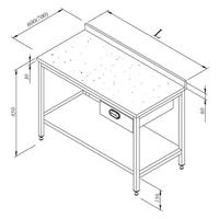 Öztiryakiler Çalışma Tezgahı Mermer Tablalı Taban Raflı Tek Çekmeceli 190x70 Cm