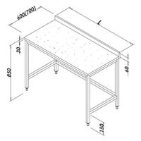 Öztiryakiler Çalışma Tezgahı Mermer Tablalı Taban Rafsız 140x70 Cm