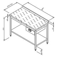 Öztiryakiler Çalışma Tezgahı Polietilen Tablalı Taban Raflı Tek Çekmeceli 120x70 Cm