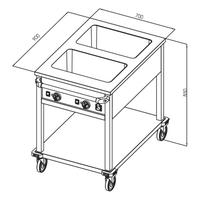 Öztiryakiler Hareketli Bain Marie Taban Raflı Elektrikli 2*GN1/1 Kontrol Paneli Yanda