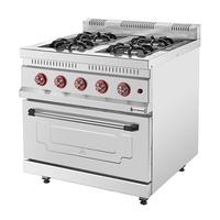 SilverInox KZN-80 4 Gözlü Fırınlı Kuzine, 800x800x950 mm, Gazlı