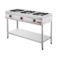 SilverInox TB-3D Taban Raflı 3 Gözlü Midi Ocak, 130x65x85 cm, Doğalgazlı