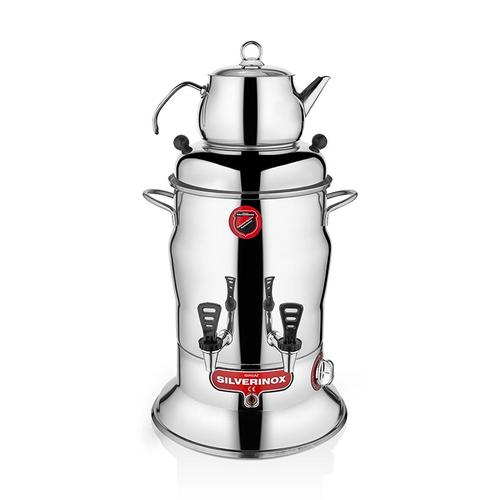 SilverInox 2200 Crown Çay Semaveri, 2 Demlikli, 80 Bardak Kapasiteli, 7 L
