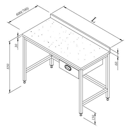 Öztiryakiler Çalışma Tezgahı Mermer Tablalı Taban Rafsız Tek Çekmeceli 160x70 Cm