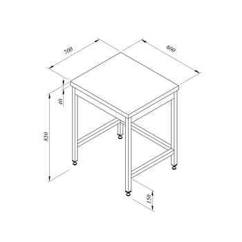 Öztiryakiler Çalışma Tezgahı Taban Rafsız Sırtsız 60*70