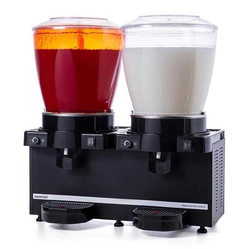 Samixir SM44 Panaromik Analog Twin Soğuk İçecek Dispenseri 22+22 L Fıskiyeli ve Karıştırıcılı Siyah