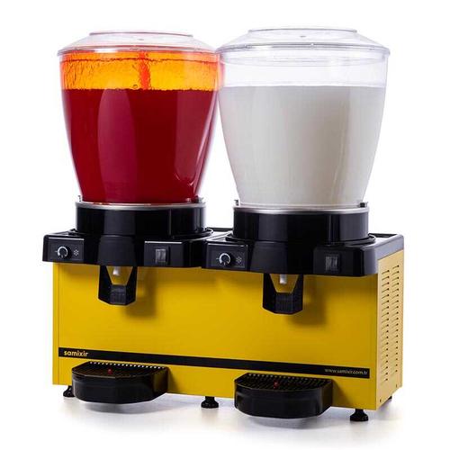 Samixir SM44 Panaromik Analog Twin Soğuk İçecek Dispenseri 22+22 Lt Fıskiyeli ve Karıştırıcılı Sarı