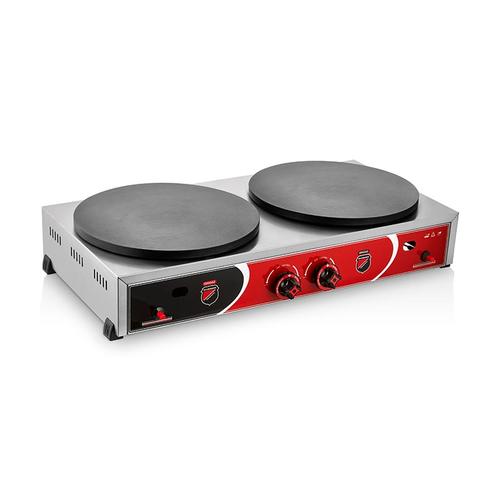 SilverInox 2178-G Pleyt Krep Makinesi, İkili, 40 cm, Doğalgazlı, Inox