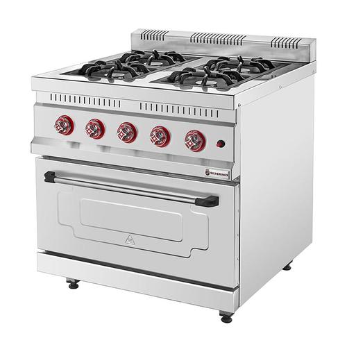 SilverInox KZN-80 4 Gözlü Fırınlı Kuzine, 800x800x950 mm, Gazlı