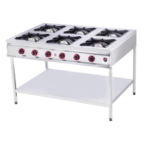 SilverInox TB-6G Taban Raflı 6 Gözlü Midi Ocak, 130x90x85 cm, LPG'li