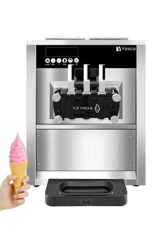 Vosco Pro Silver Soft Dondurma Makinesi Set Üstü Üç Kollu